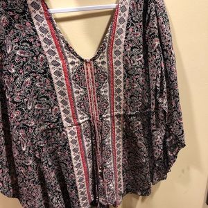 Patterned floppy arm romper